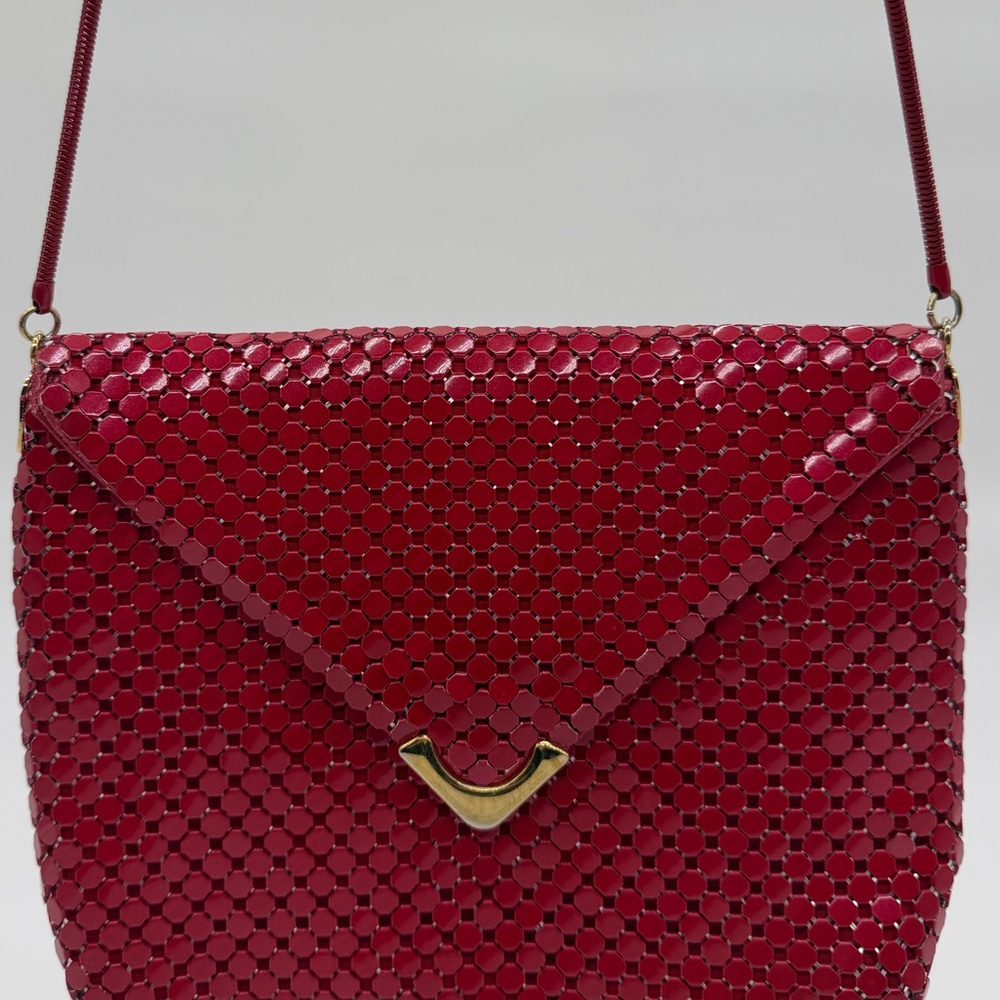 Chic Red Crossbody Bag with Gold Accents